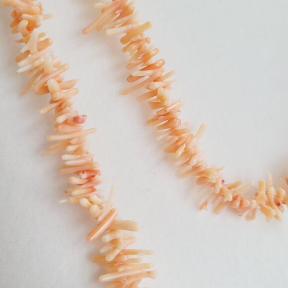 Infinity Angel Skin Coral Stick Branch Necklace Bead Strand 60" Salmon Color - Picture 3 of 5